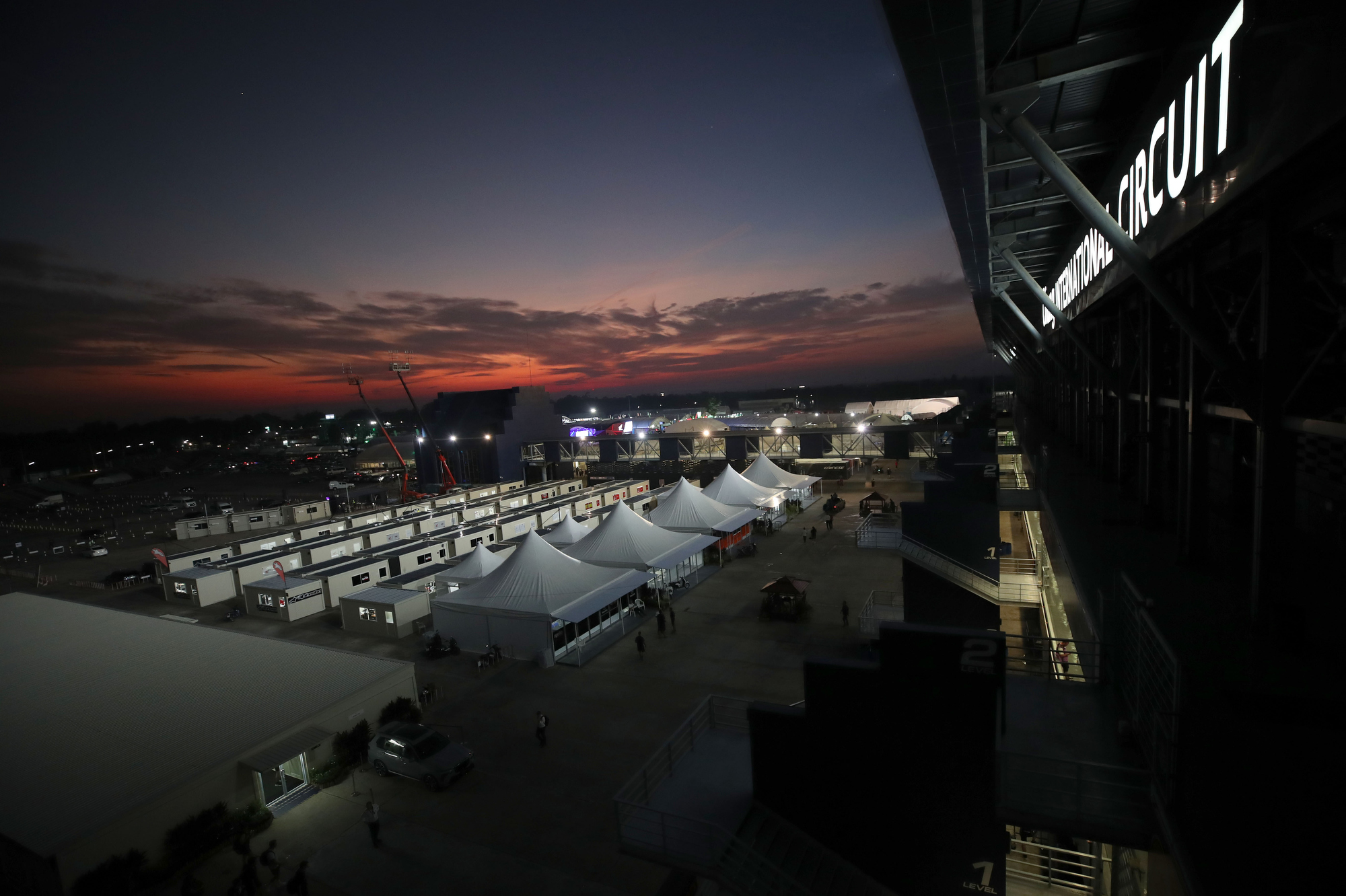 An empty MotoGP Paddock at Dusk in Thailand 2024