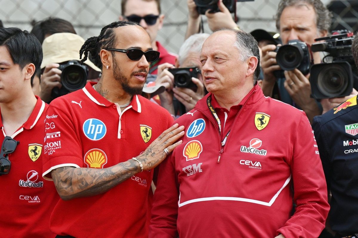 Lewis Hamilton and Ferrari F1 team boss Fred Vasseur