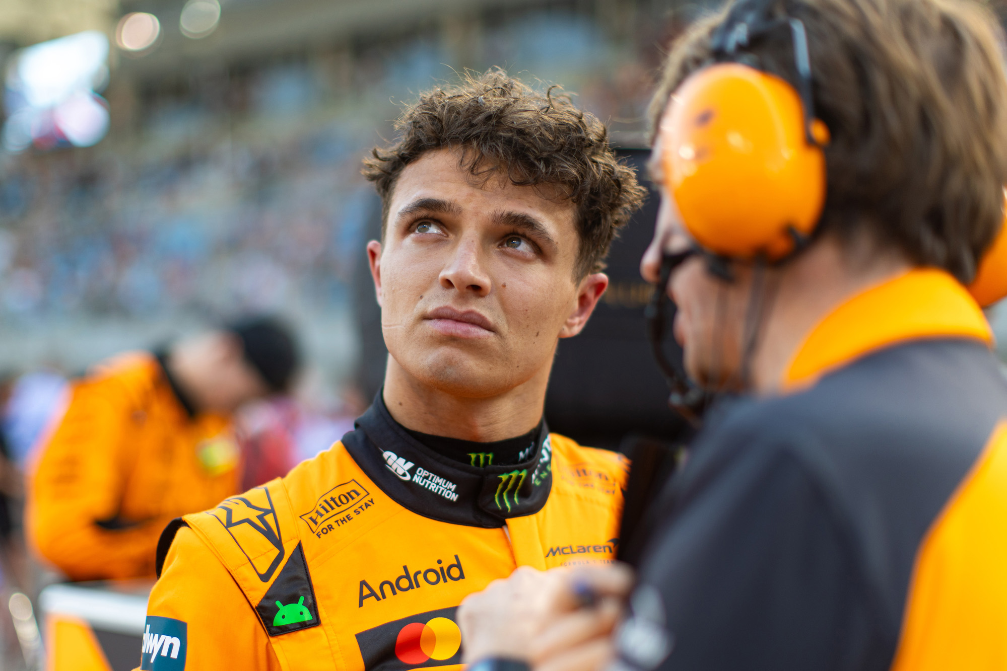 Lando Norris, McLaren on the grid before the Bahrain GP race