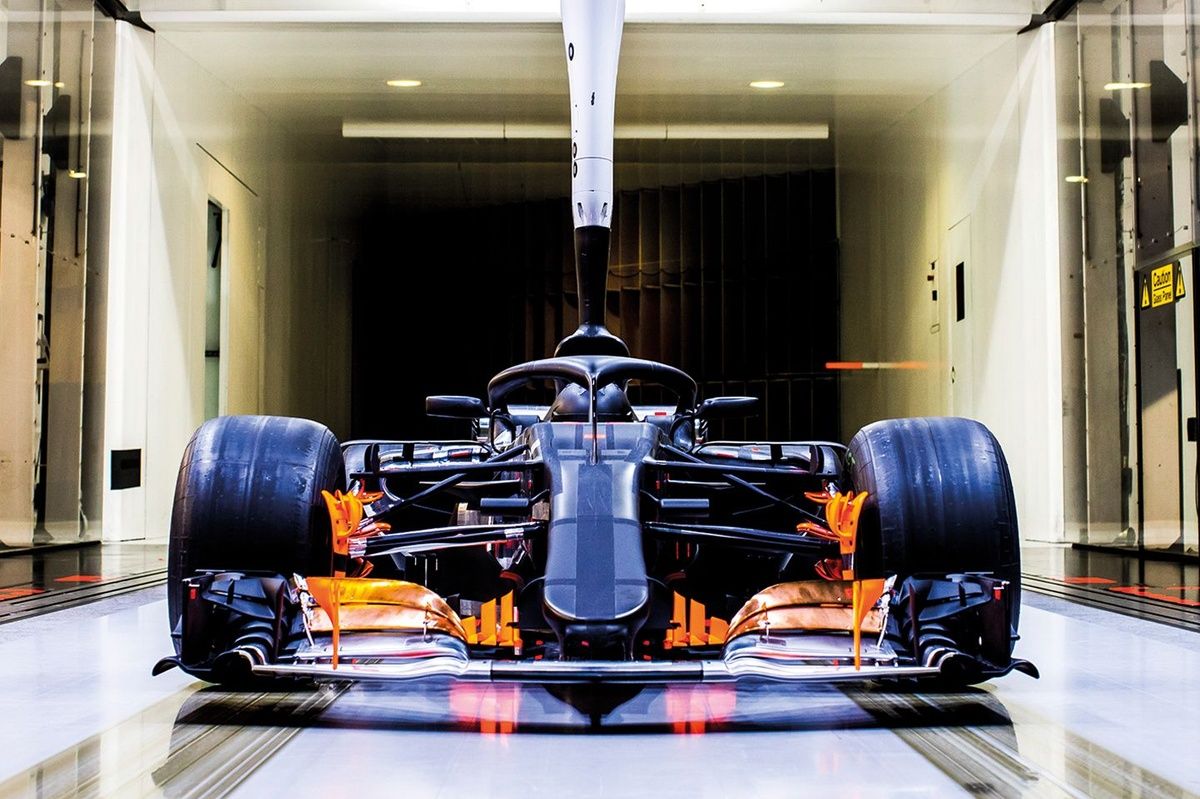 F1 car in wind tunnel