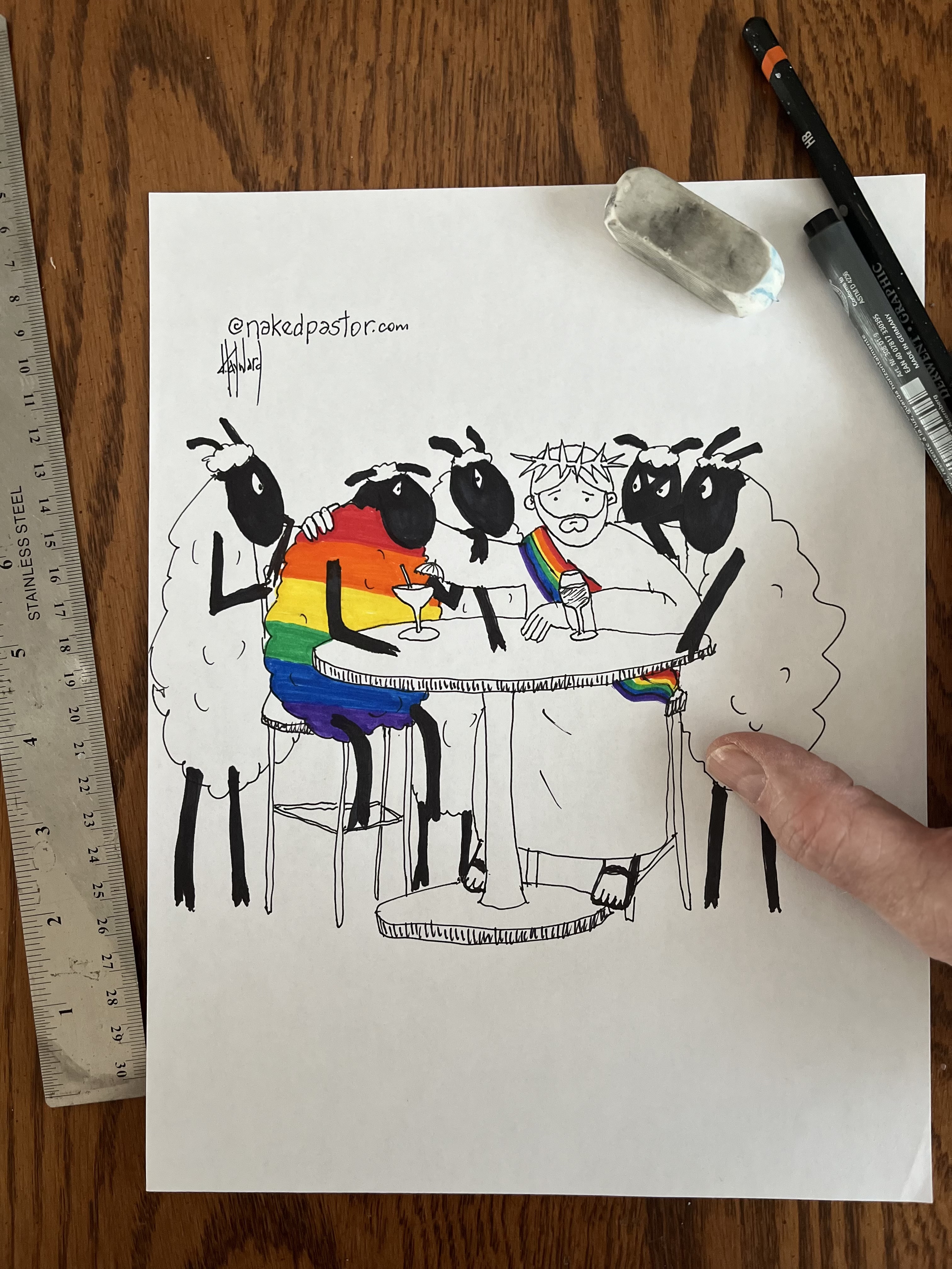 Rough times in a rough bar original cartoon