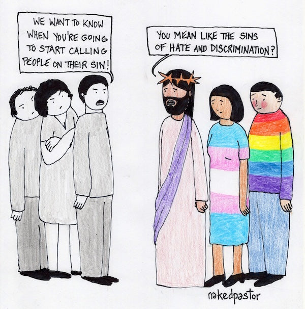 The Sins of Hate and Discrimination Original Cartoon Drawing