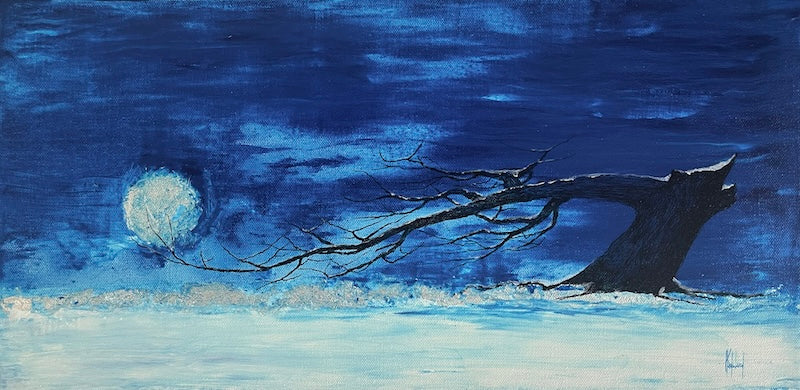 I Am One With The Light Original Acrylic, Ink and Silver Leaf on Canvas