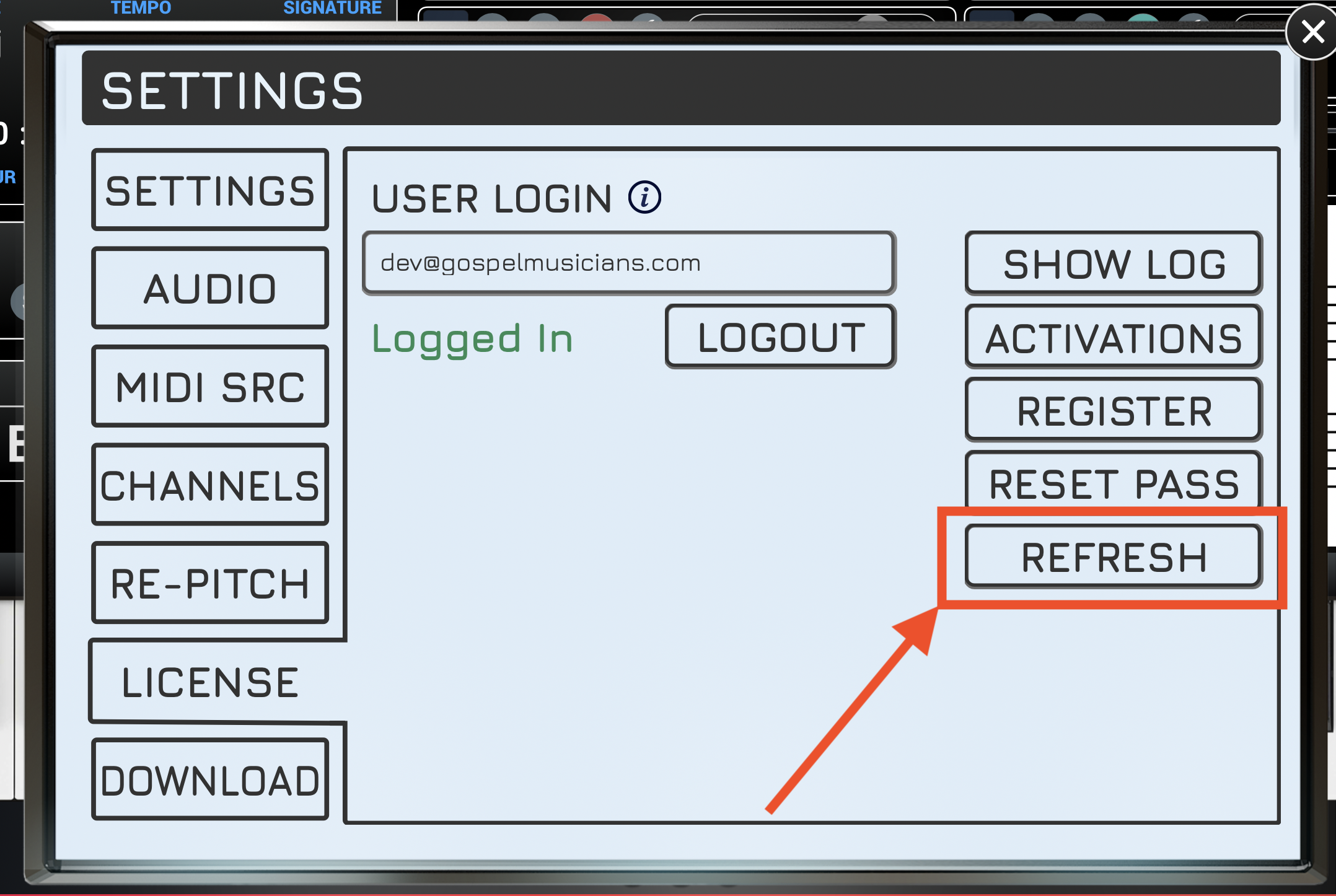 Signature Keys activation screenshot