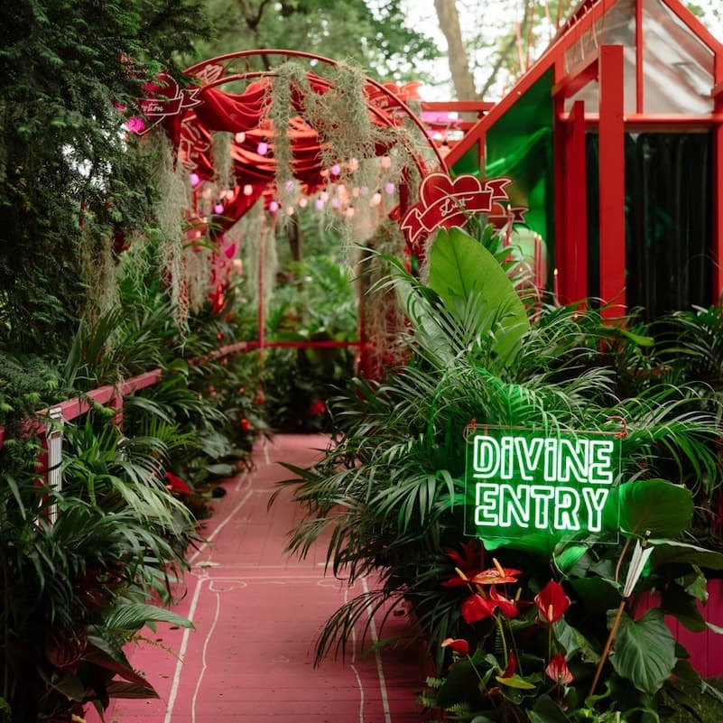 Lush botanical display detail