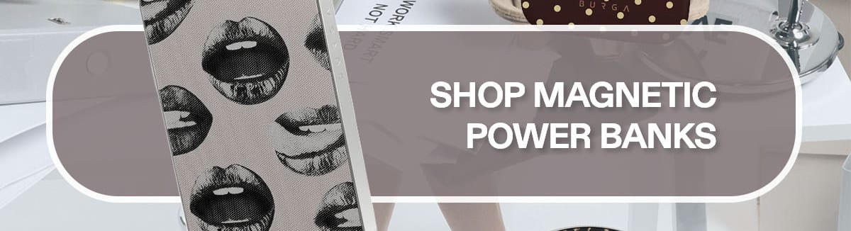 Lips-print magnetic power bank; Shop Magnetic Power Banks button