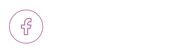 Facebook logo in a circular outline on a white background.