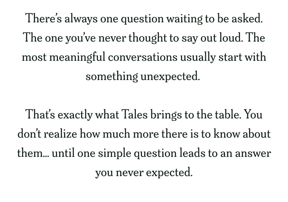 Text about meaningful conversations and unexpected questions.