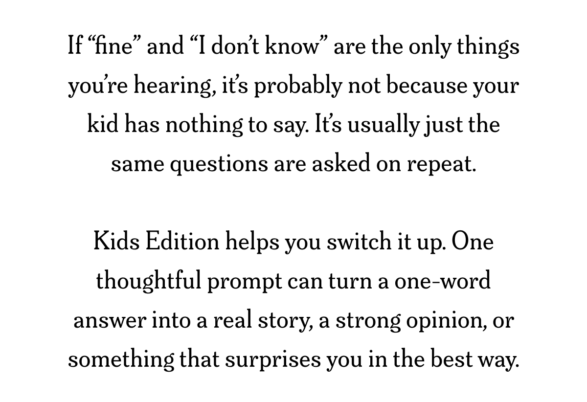 Text about engaging kids in conversation with prompts.