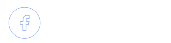 Facebook logo in a circular outline on a white background.