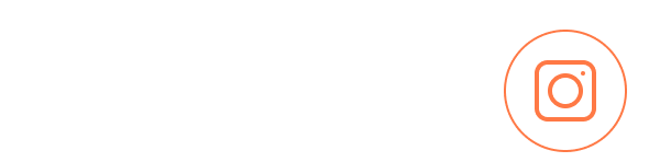 Instagram logo in an orange circle.