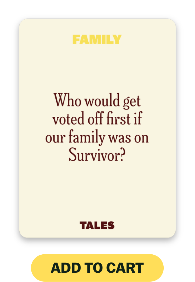 Card example: Family Edition. Is there a song or album that always reminds you of family roadtrips? Add to cart.