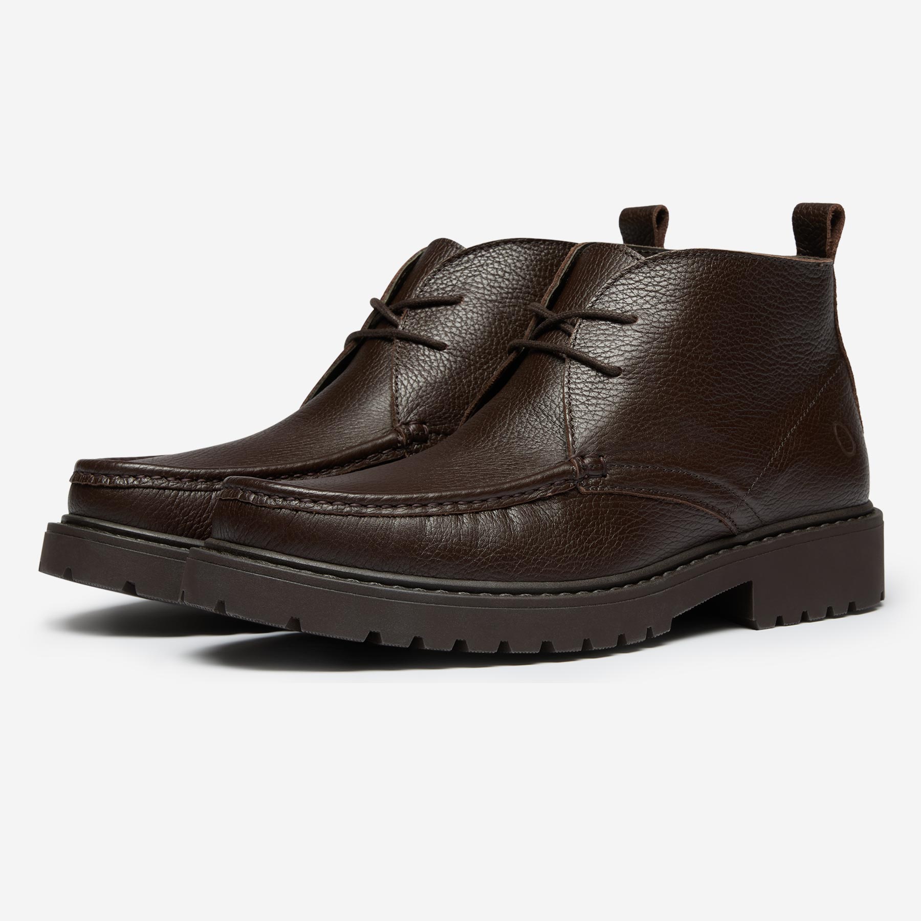 Briones Dark Brown Grained Leather Chukka Boots