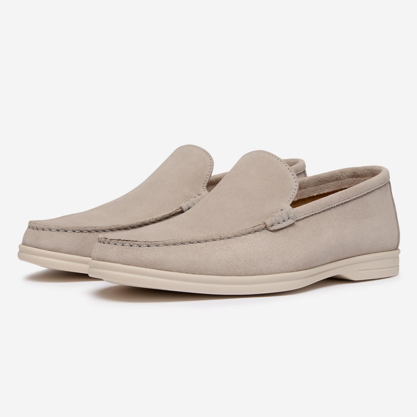 alicante light grey suede moccasin loafers