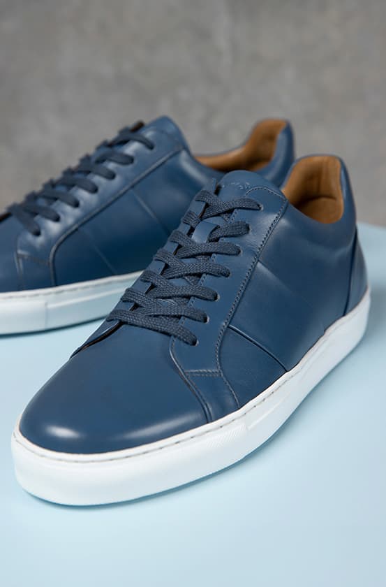 Kendal Blue Leather Cupsole Trainers