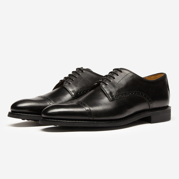 Temple Black Calf Leather Derby Brogues