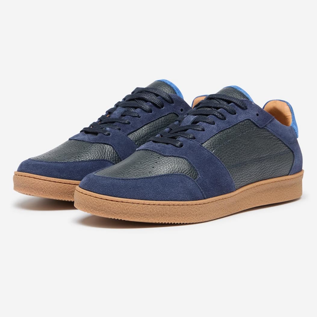 Vidago Navy Leather/Suede Court Trainers