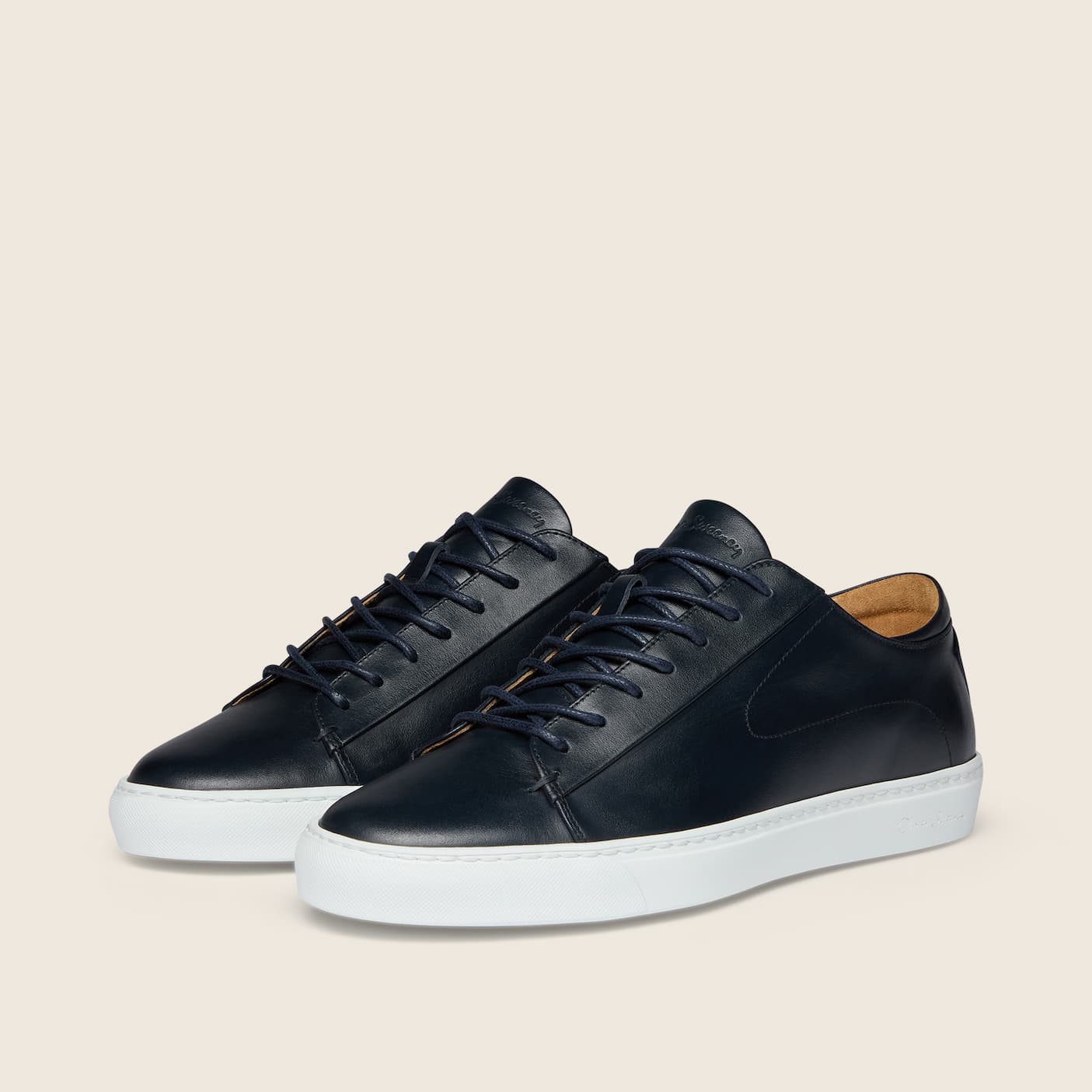 sirolo navy leather trainers