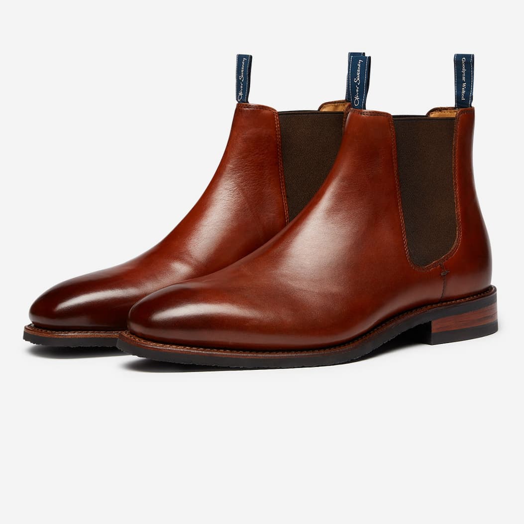 Lochside Dark Tan Calf Leather Chelsea Boots