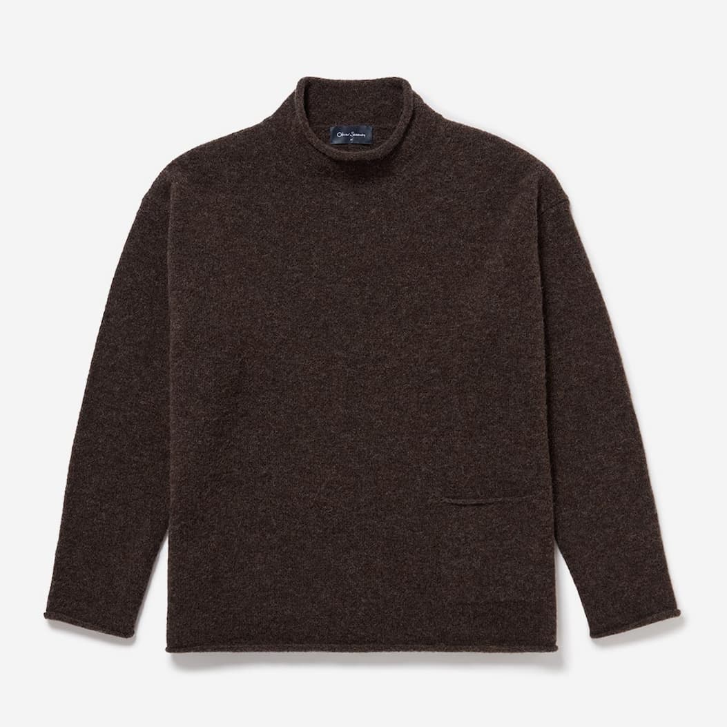 Hyde Chocolate Alpaca Wool Blend Mock Neck Jumper