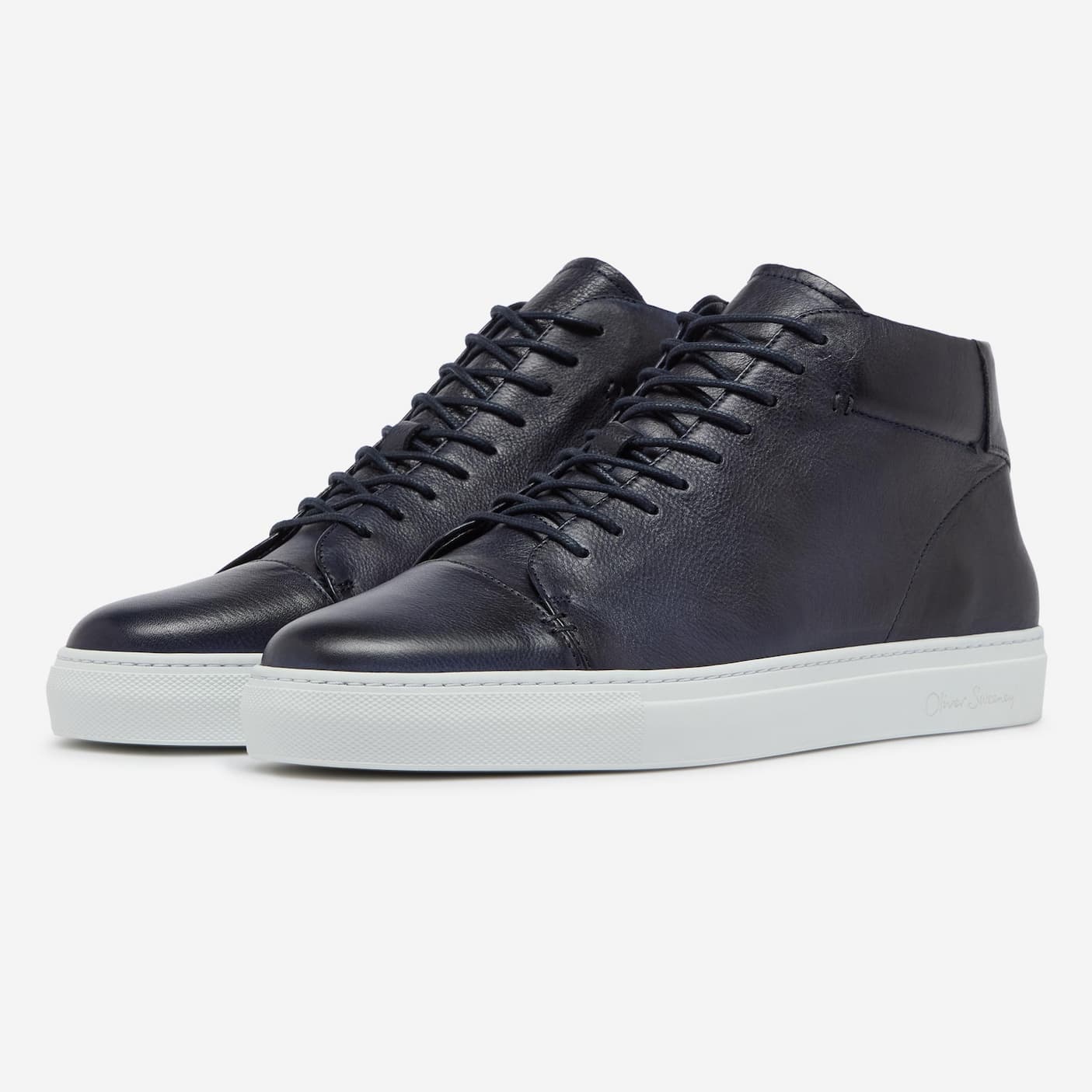 Novas Dark Navy Calf Leather Cupsole Trainers