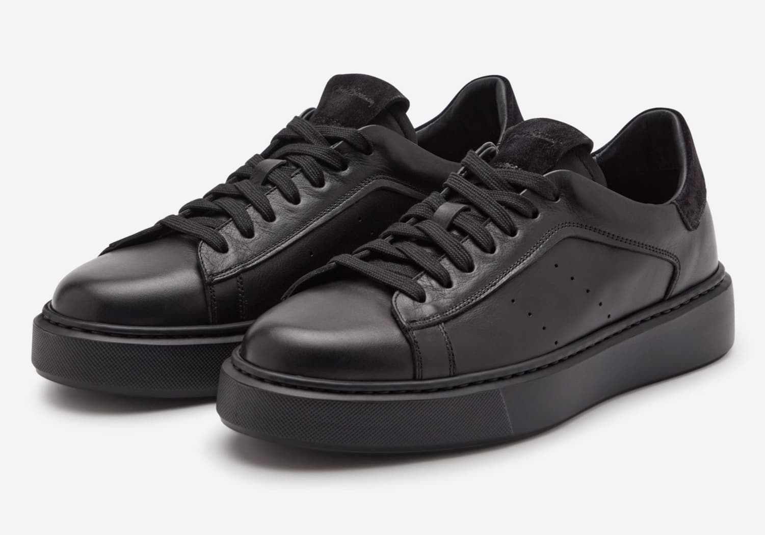 cornillera black calf leather cupsole trainers