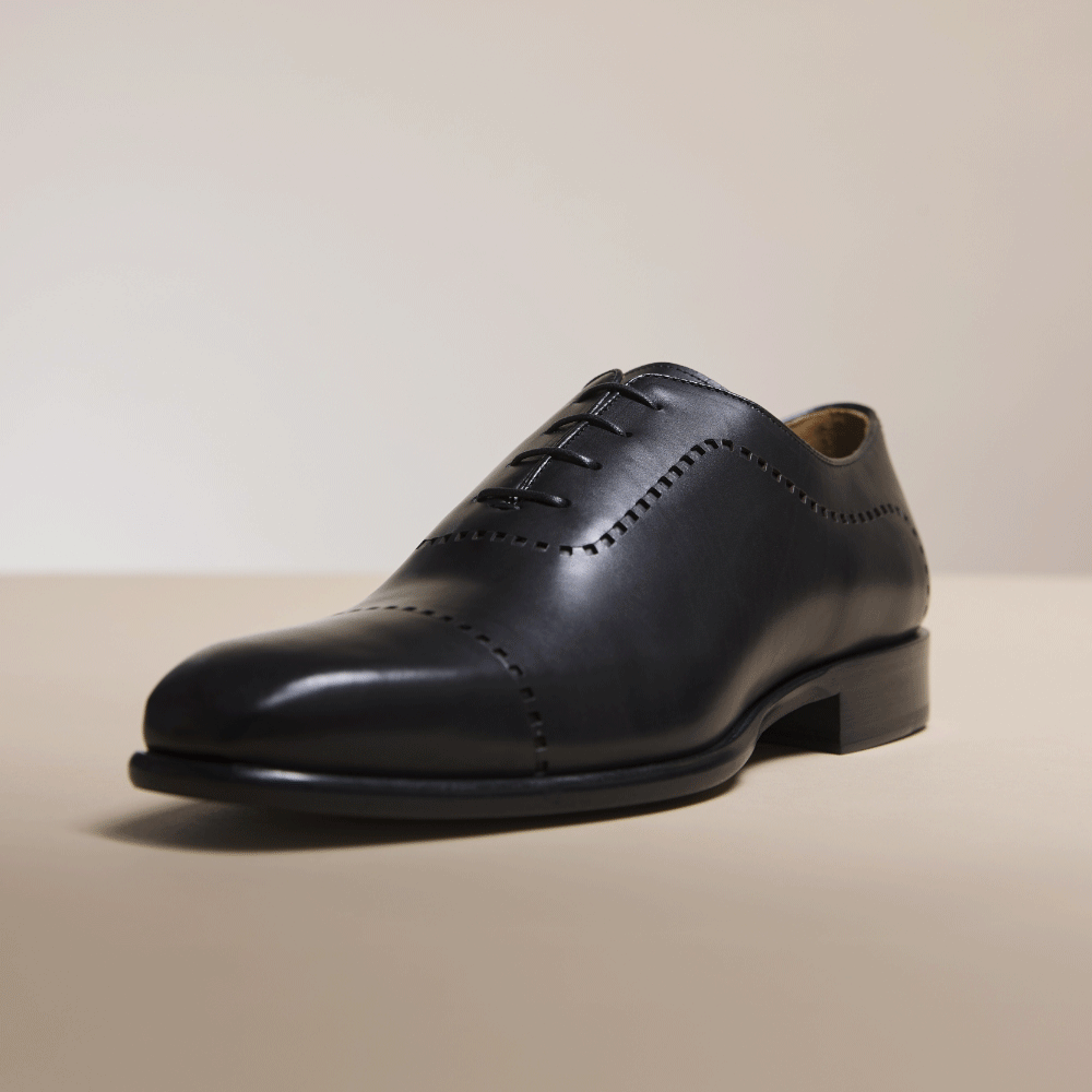 Atrani Black Calf Leather Oxford Shoes