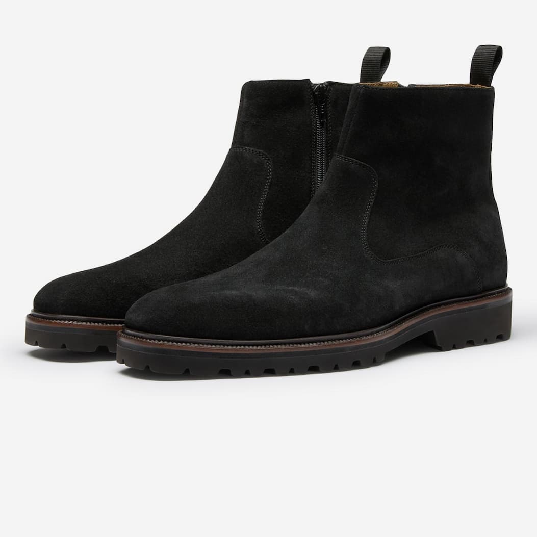 Swanley Black Suede Zip Boots
