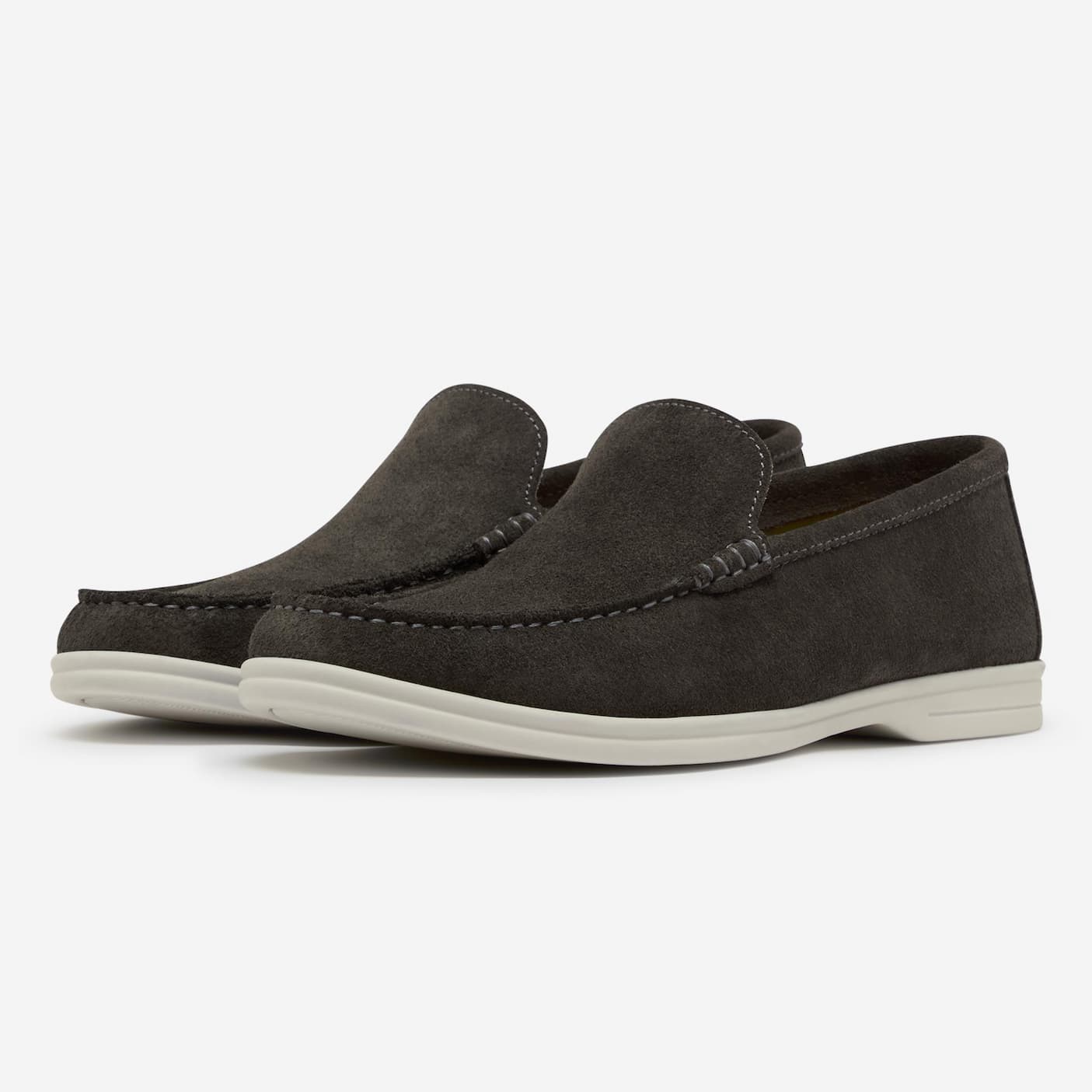 alicante dark grey suede moccasin loafers