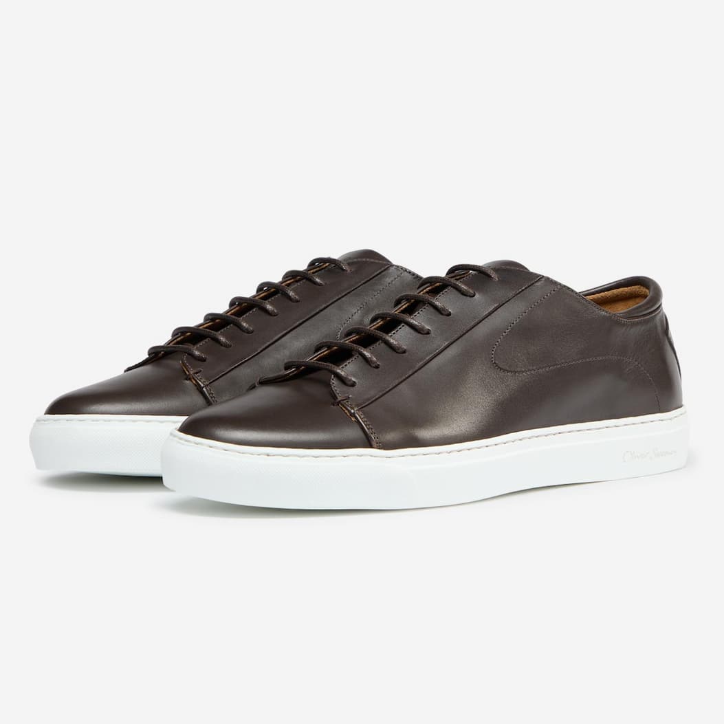 Sirolo Dark Brown Calf Leather Lightweight Trainers