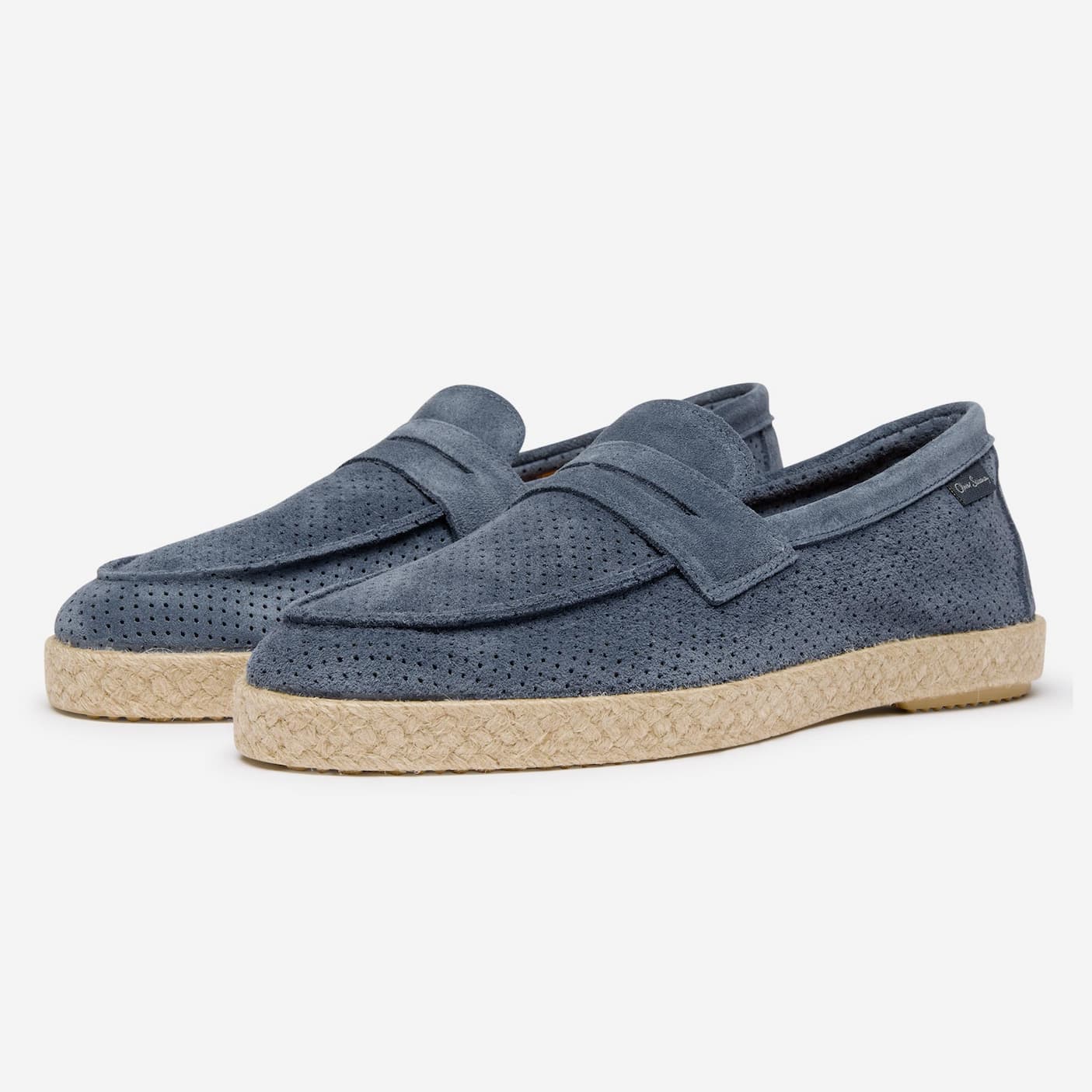 terrassa blue perforated suede espadrille loafers