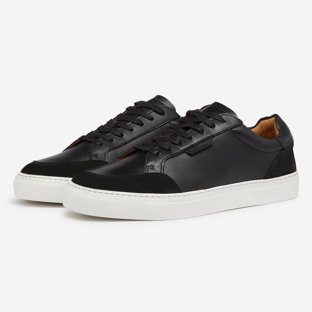 Serralves Black Calf Leather Cupsole Trainers