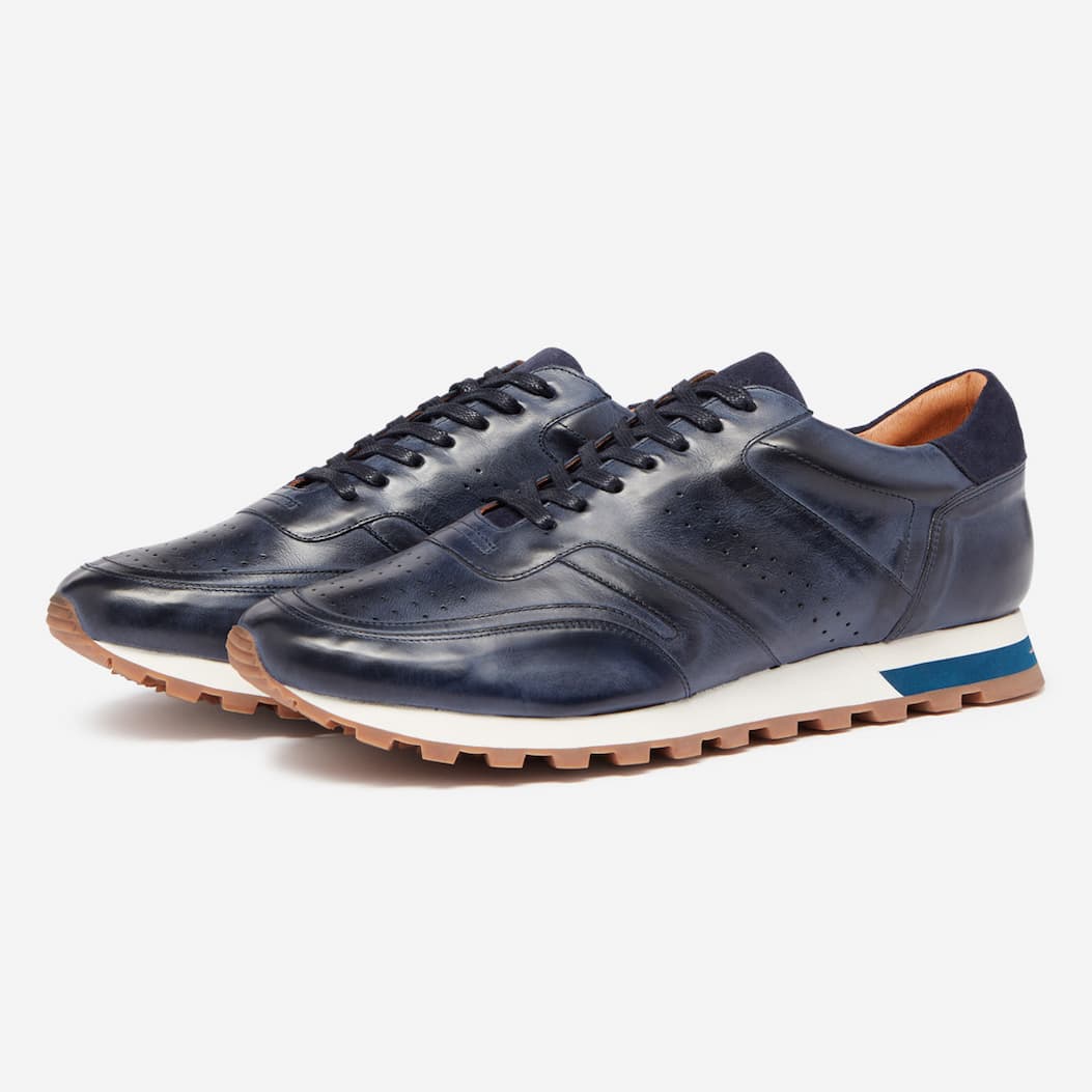 Orjais Navy Calf Leather Runners