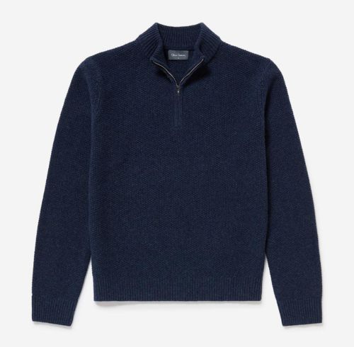 Logmore Navy Lambswool Quarter Zip Jumper