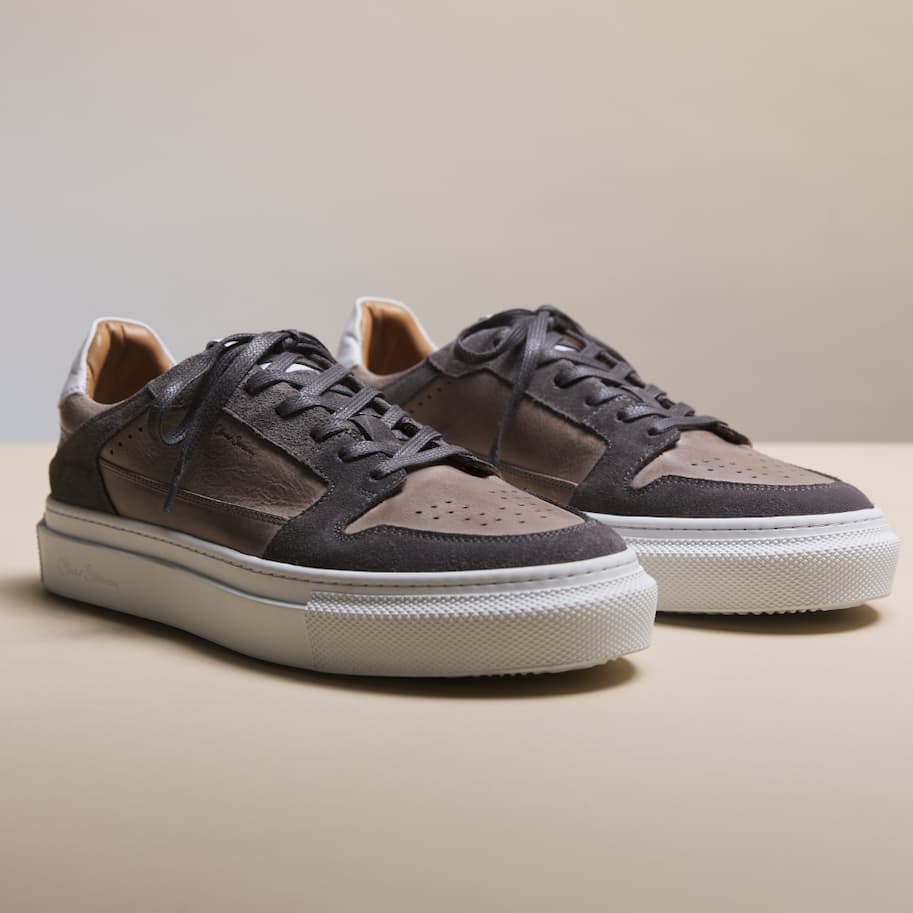 Serta Grey Hand Finished Calf Leather Cupsole Trainers