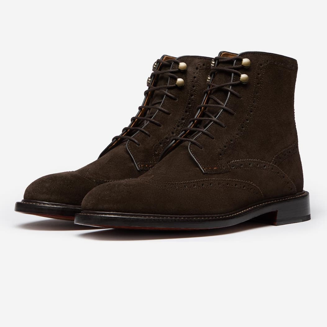 Gortbrack Chocolate Calf Suede Brogue Boots