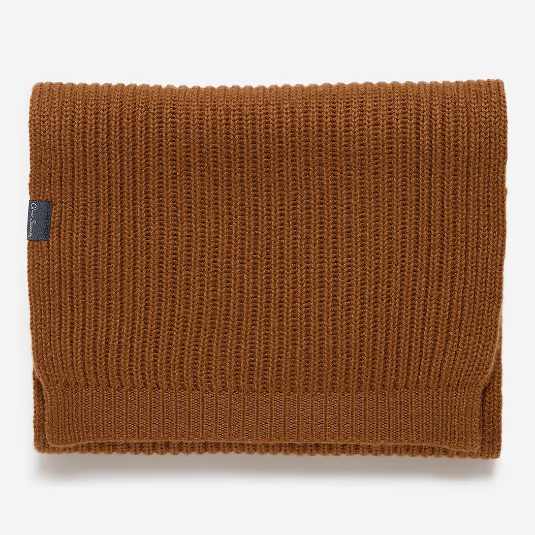 Saunderton Mustard Wool Blend Ribbed Scarf