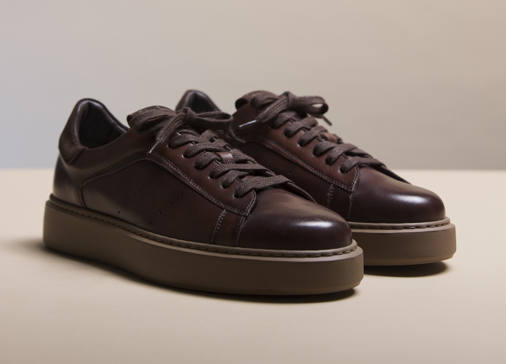 Cornillera Brown Antiqued Calf Leather Trainers
