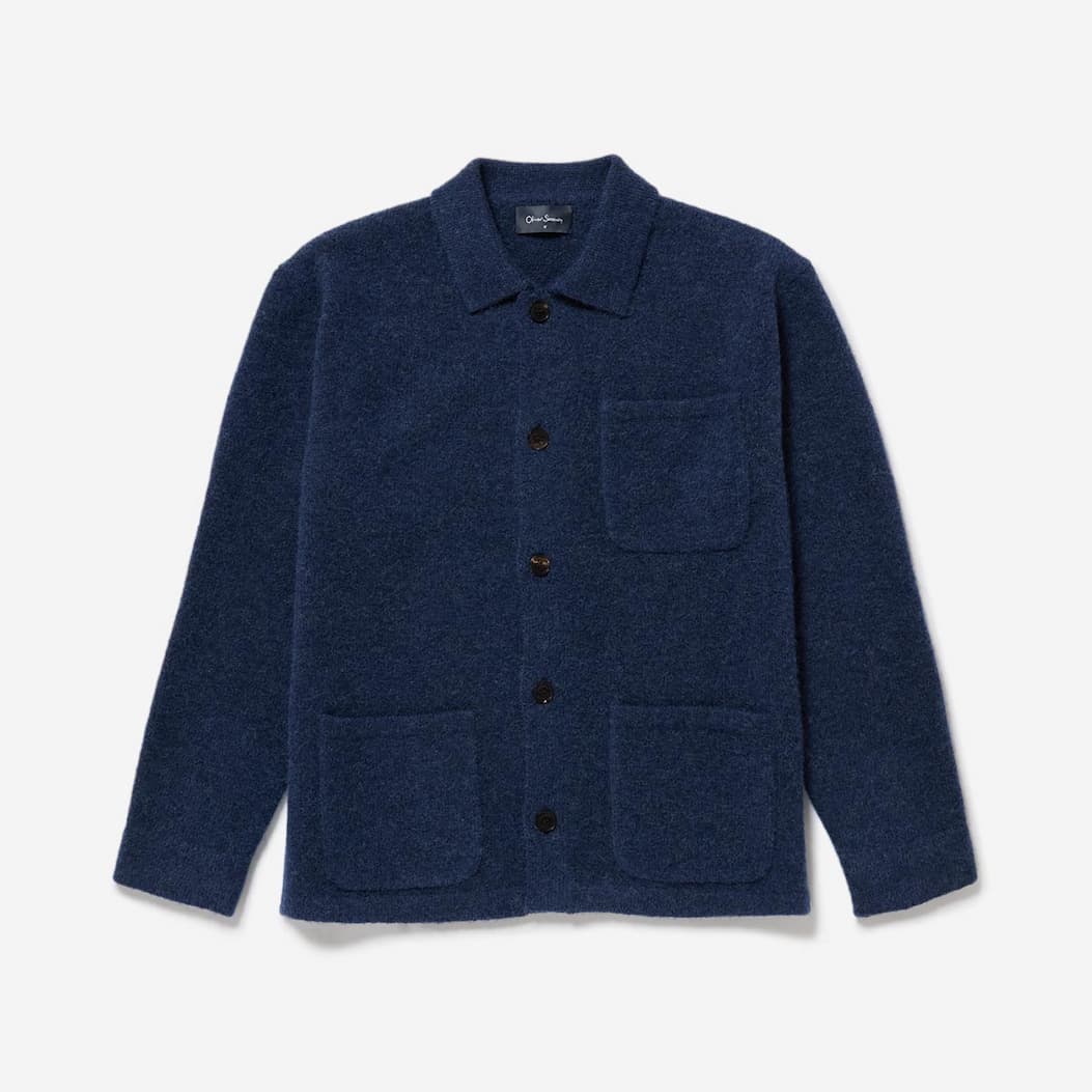 Heywood Navy Alpaca Wool Blend Knitted Shirt