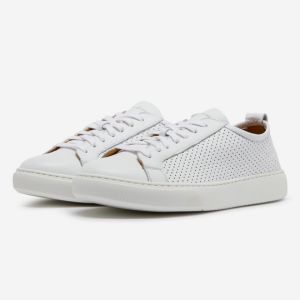 casares white calf leather trainers