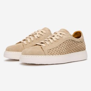 murcia stone woven calf suede trainers