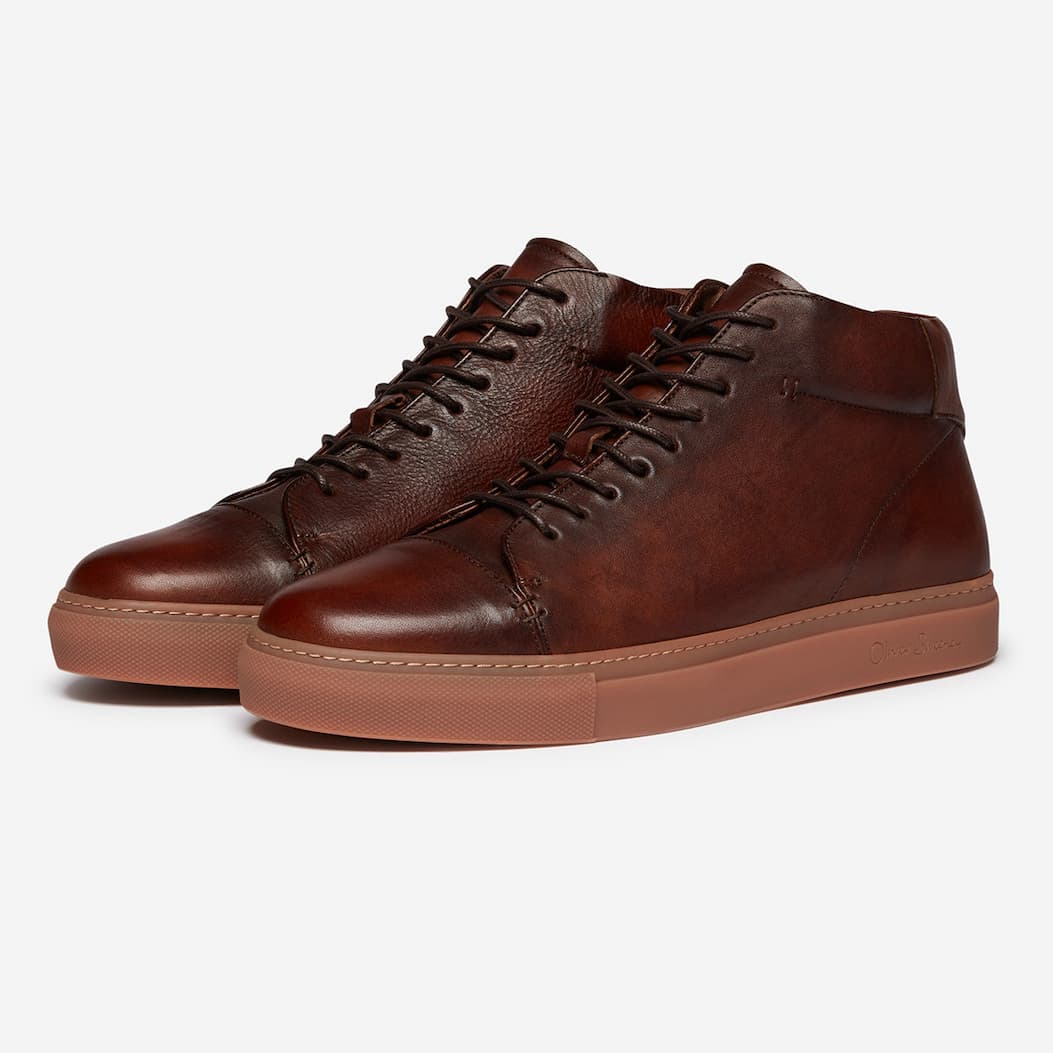 novas brown calf leather trainers