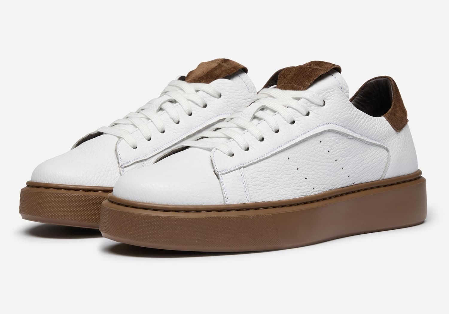 cornillera white deer leather cupsole trainers