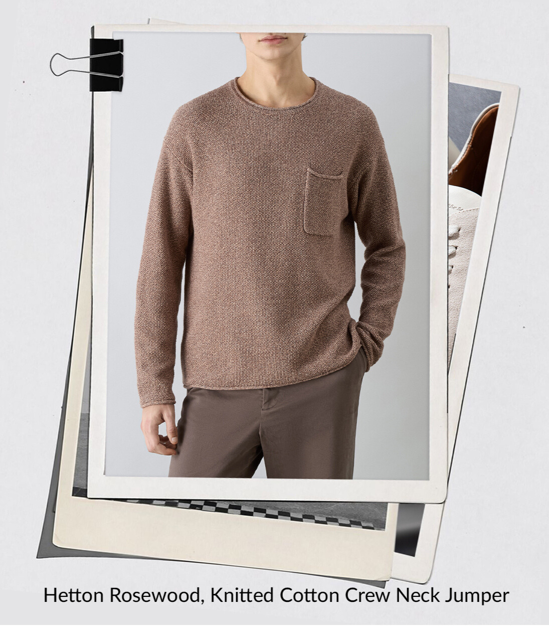 Hetton Rosewood Knitted Cotton Crew Neck Jumper