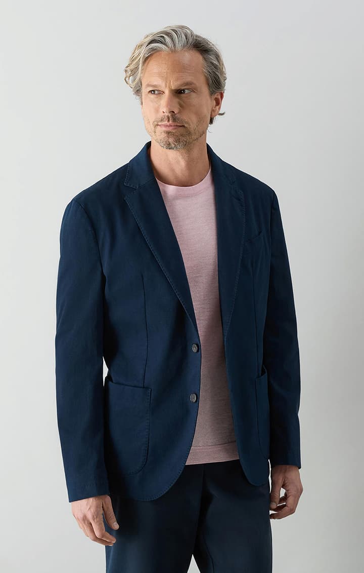 Eccles Navy Garment Dyed Cotton Blazer