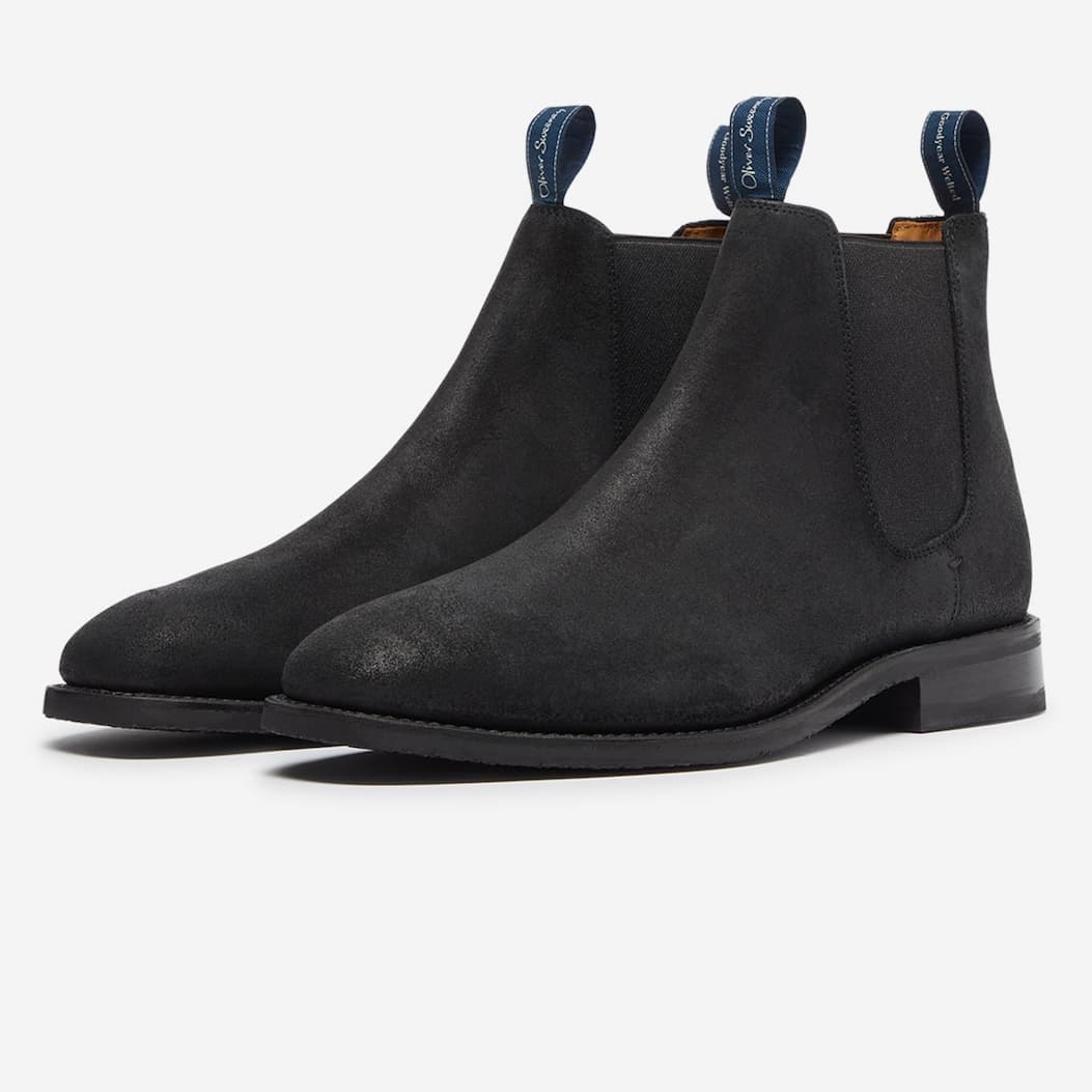 Lochside Nero Waxed Suede Chelsea Boots