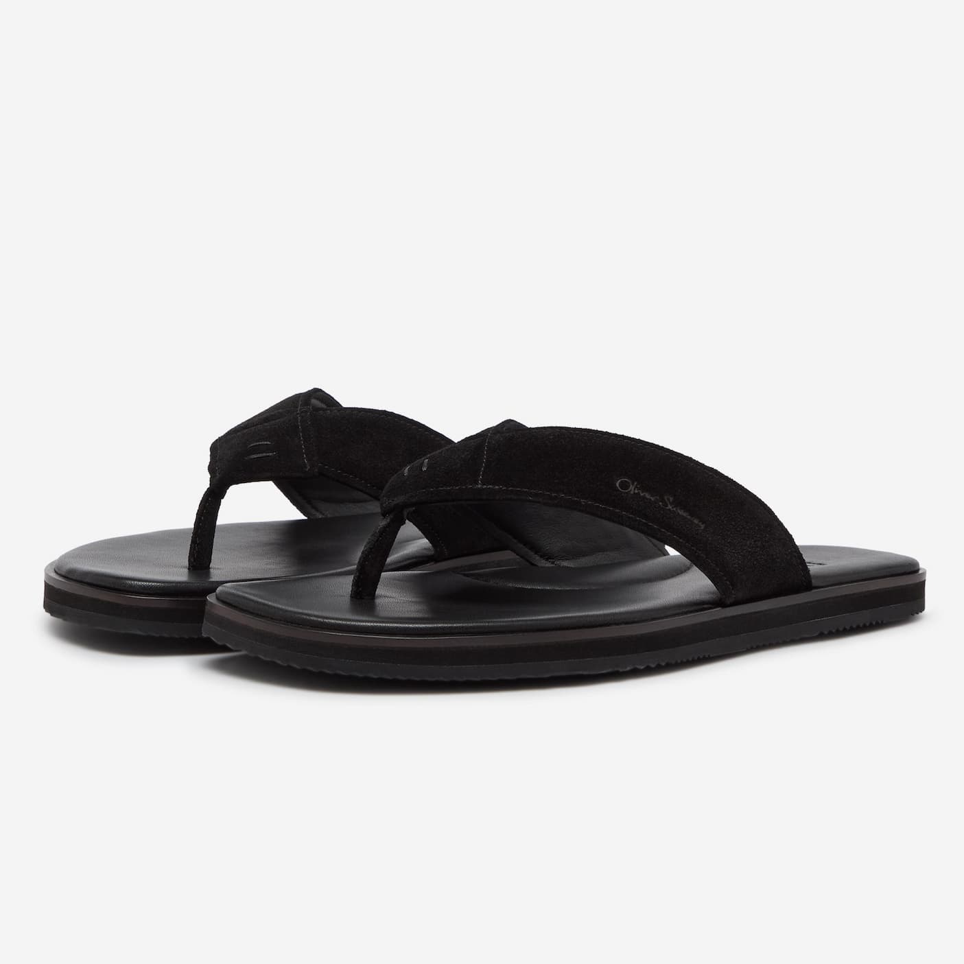 saltash black suede toe post sandals