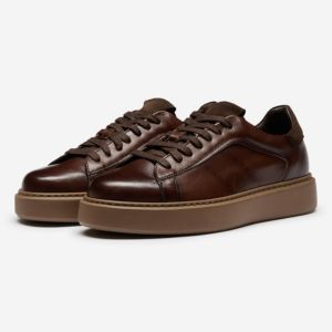 cornillera brown calf leather trainers