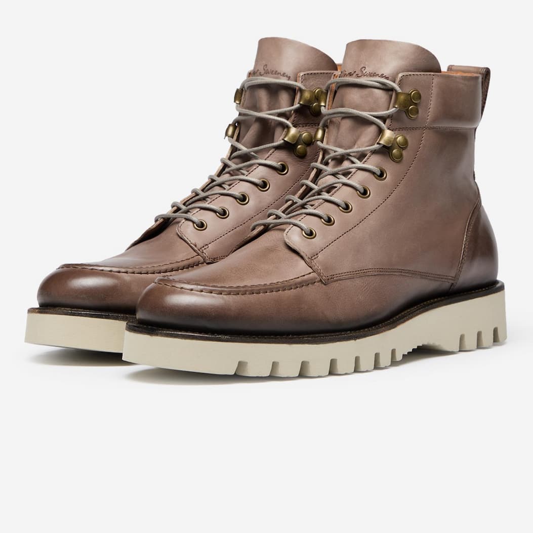 Bolhas Grey Hand Finished Calf Leather Moc Toe Boots