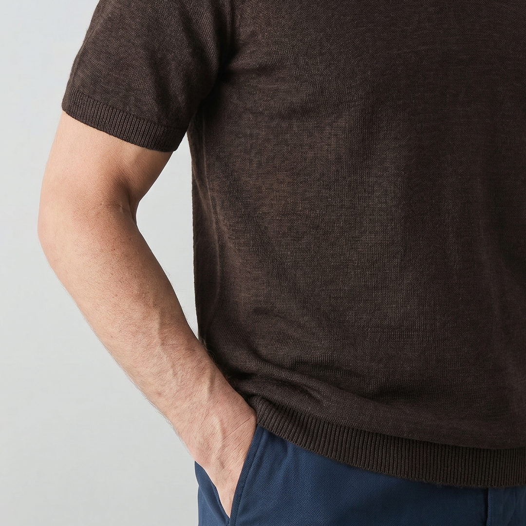 wrentham chocolate ribbed cuff and hem detail
